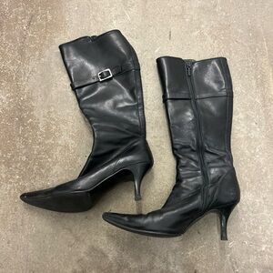 Zara genuine leather kitten heel pointy toe witchy whimsigoth boots